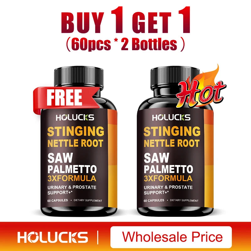 Stinging Nettle Root & Saw Palmetto Capsules, Help Promote Prostate Health, Hair Growth, Urinary Tract Support, Premium Formula