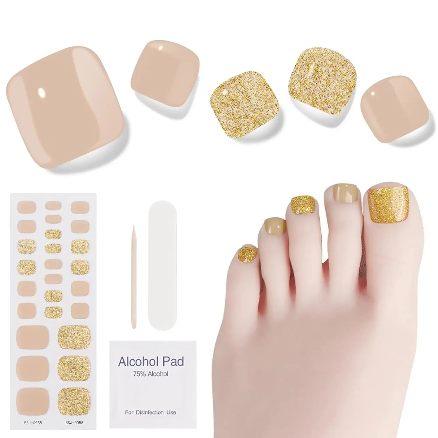 26Tips Pure Toe Gel Nail Sticker Hardens with UV Lamp Curing Waterproof Phototherapy Oil Gel Foil Nail Art Decorations