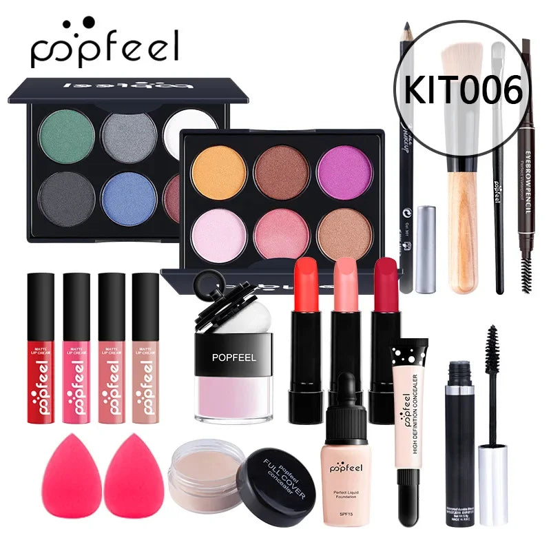 Christmas Makeup Gift Box Foundation Eyeshadow Powder Long Lasting Lip Ink 27 Pieces Birthday Gifts Makeup for Women Full Kit