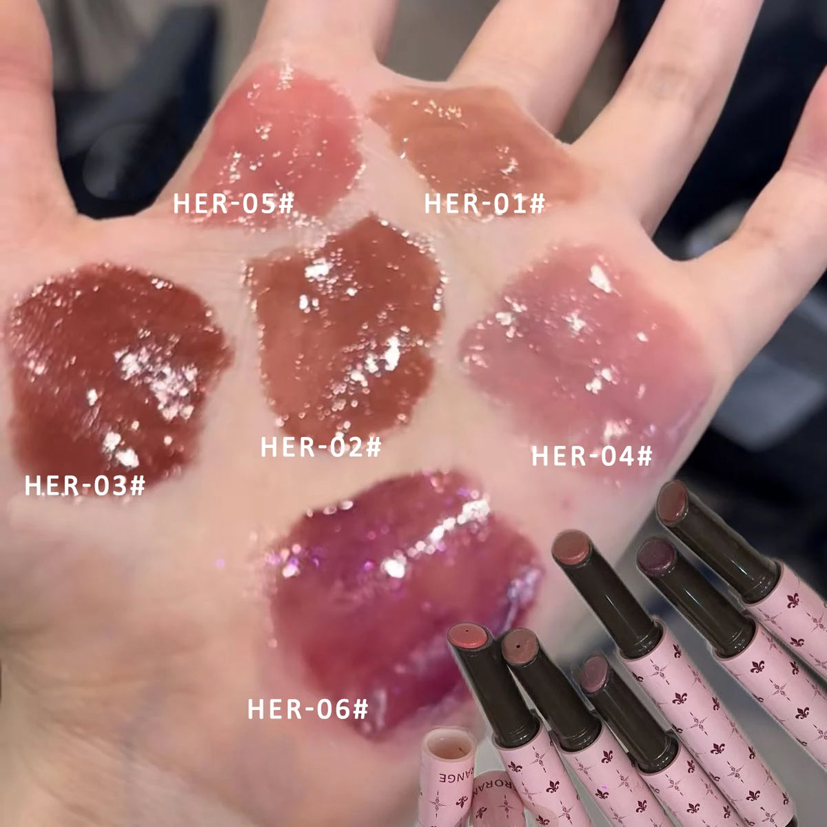 Herorange Starry Solid Lip Gloss Long Lasting Moisturizing Non-Sticky Non-Cup Stain Fine Glitter Glossy Lip Makeup Gift