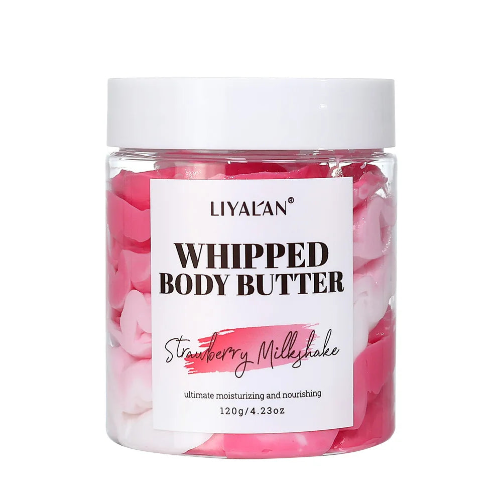 Multicolor Whipped Body Butter Coconut Oil Jojoba Oil Nourishing Hydration Cream Vegan Vanilla Mango Strawberry Body Lotion