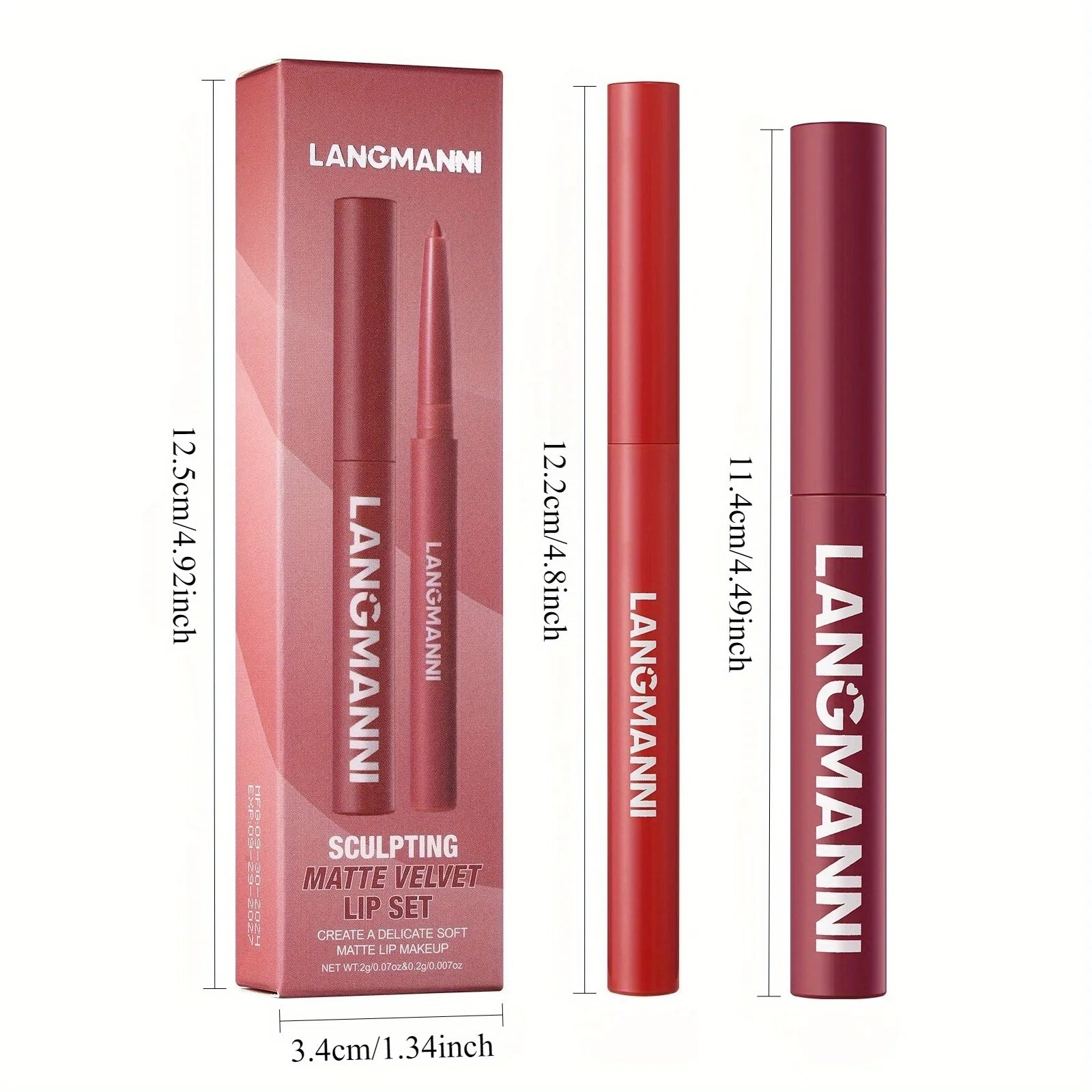 Oblique Rotating Matte Lipstick Lasting & Matte Lip Liner 2 Combination Set