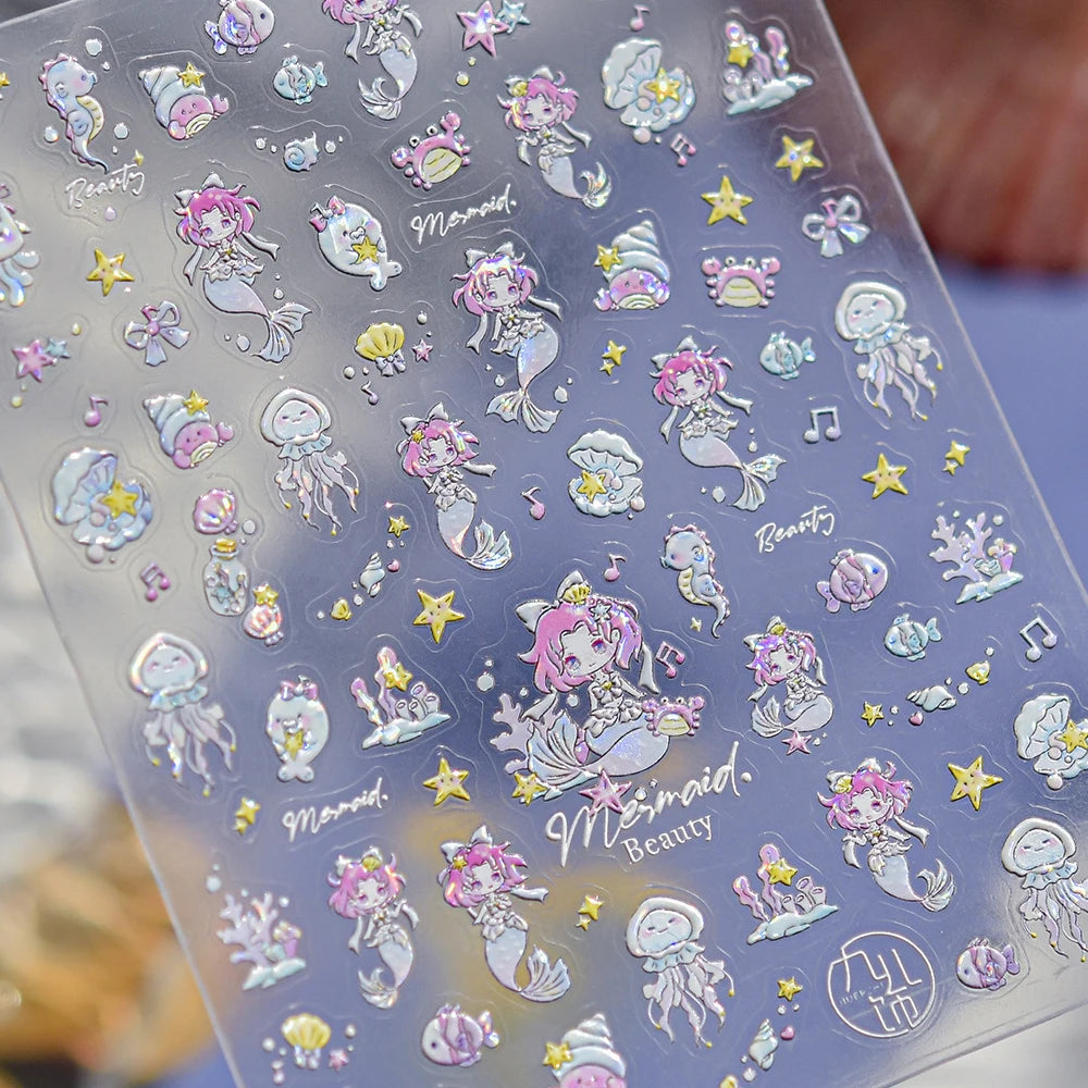 5D Rich Goldfish Nail Stickers Lotus Carp Ribbons Nail Art Appliqués Handmade Creative Nail Art Decorations