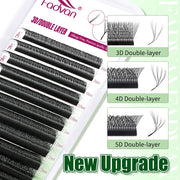 FADVAN 3D/4D/5D W Shaped Double Tips Eyelashes Extensions Natural Softlight Volume Fanning Lashes 0.07 Curl C D Black Eyelashes