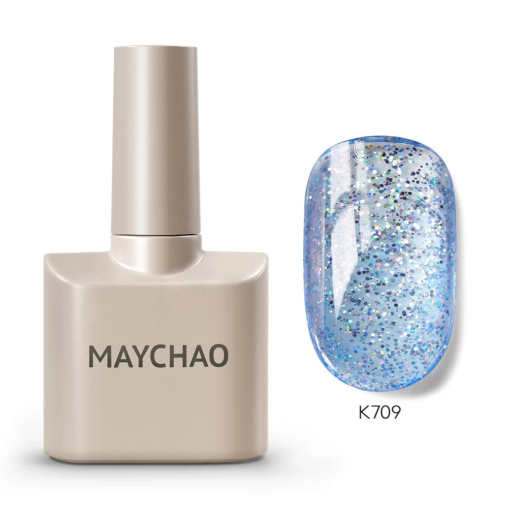 MAYCHAO Cherry Red Gel Nail Polish 12ml Glossy Semi Permanent Soak Off UV LED Frosted Gel Nails Base Painting Varnish