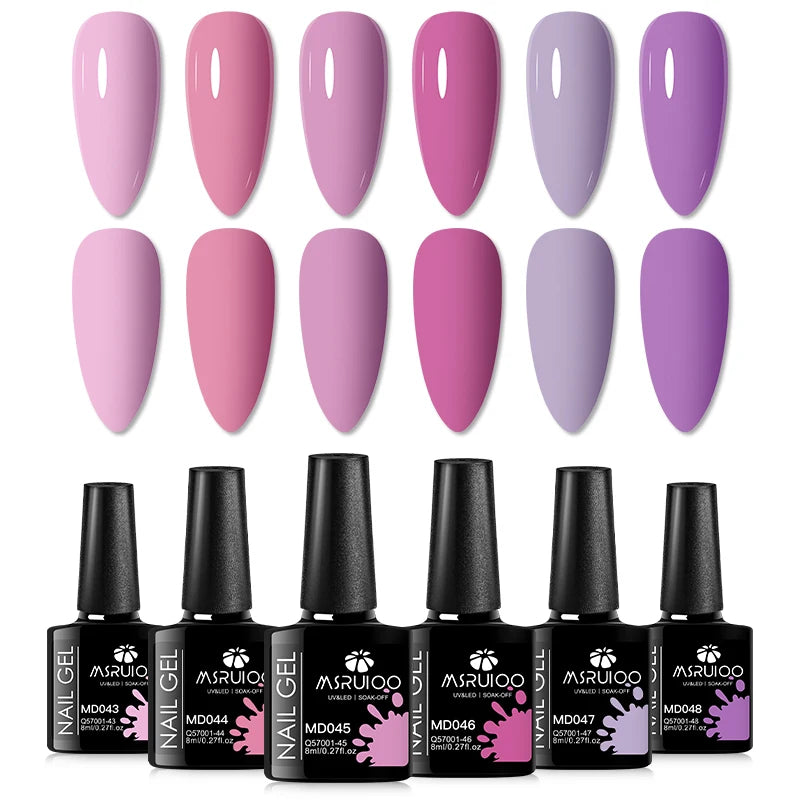 6pc All-Season Colors Gel Nail Polish Set UV LED Soak Off Nail Art Supplies Semi Permanent DIY Manicure Salon Nails Design