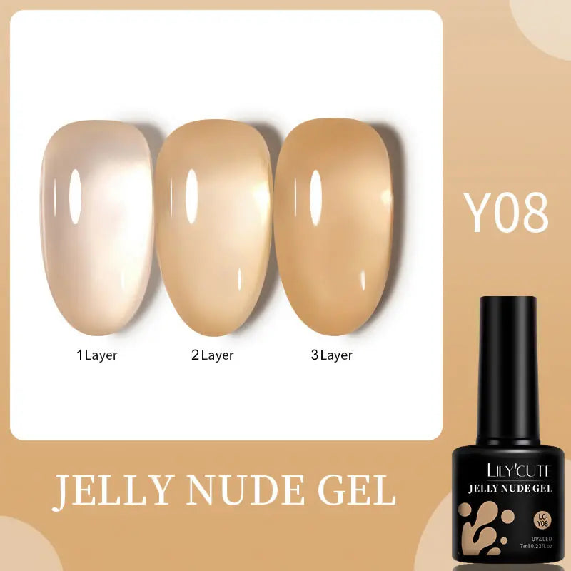 LILYCUTE 7ML Jelly Nude Pink Quick Extension Gel Nail Polish Transparent  Finger Prolong Long Lasting Construction Gel Varnish