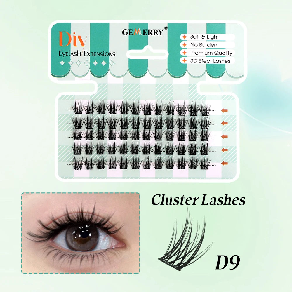Gemerry 280 Cluster DIY Eyelashes 10D/20D 30D/40D Premade Volume Fan Lash Extension Individual Faux Mink Heat Bonded Lashes Soft