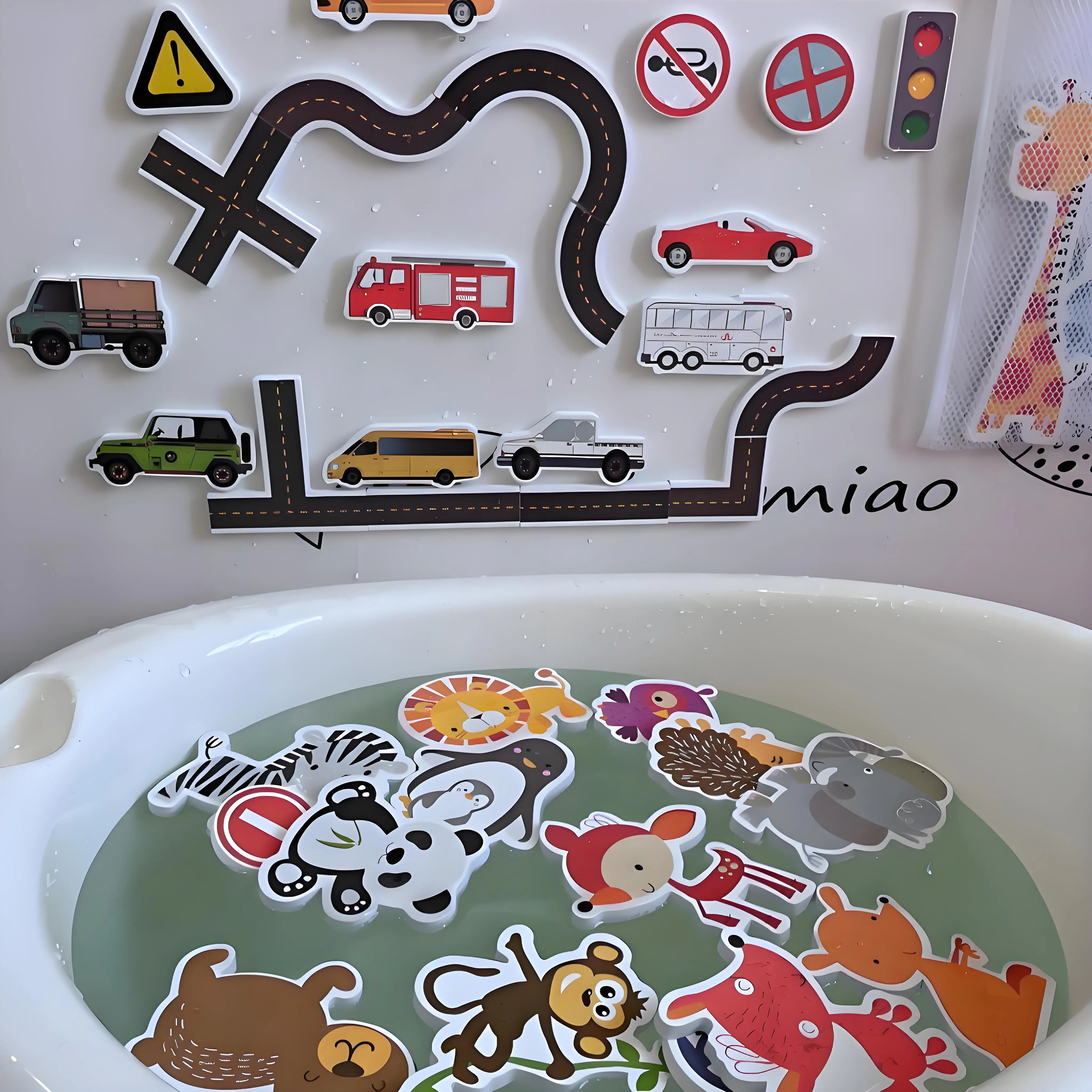 Baby Toy Animal Bath Toys for Kids Soft EVA Paste Bathroom Toys Animal Cognitive Floating Water Toys for Boys Girls 2 to 4 Years