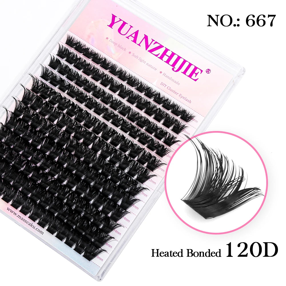 Mix Color 144 Russian Volume YUANZHIJIE False Eyelashes Natural Soft DIY Cluster Segment Lashes Cute Deer Rainbow Eyelashes