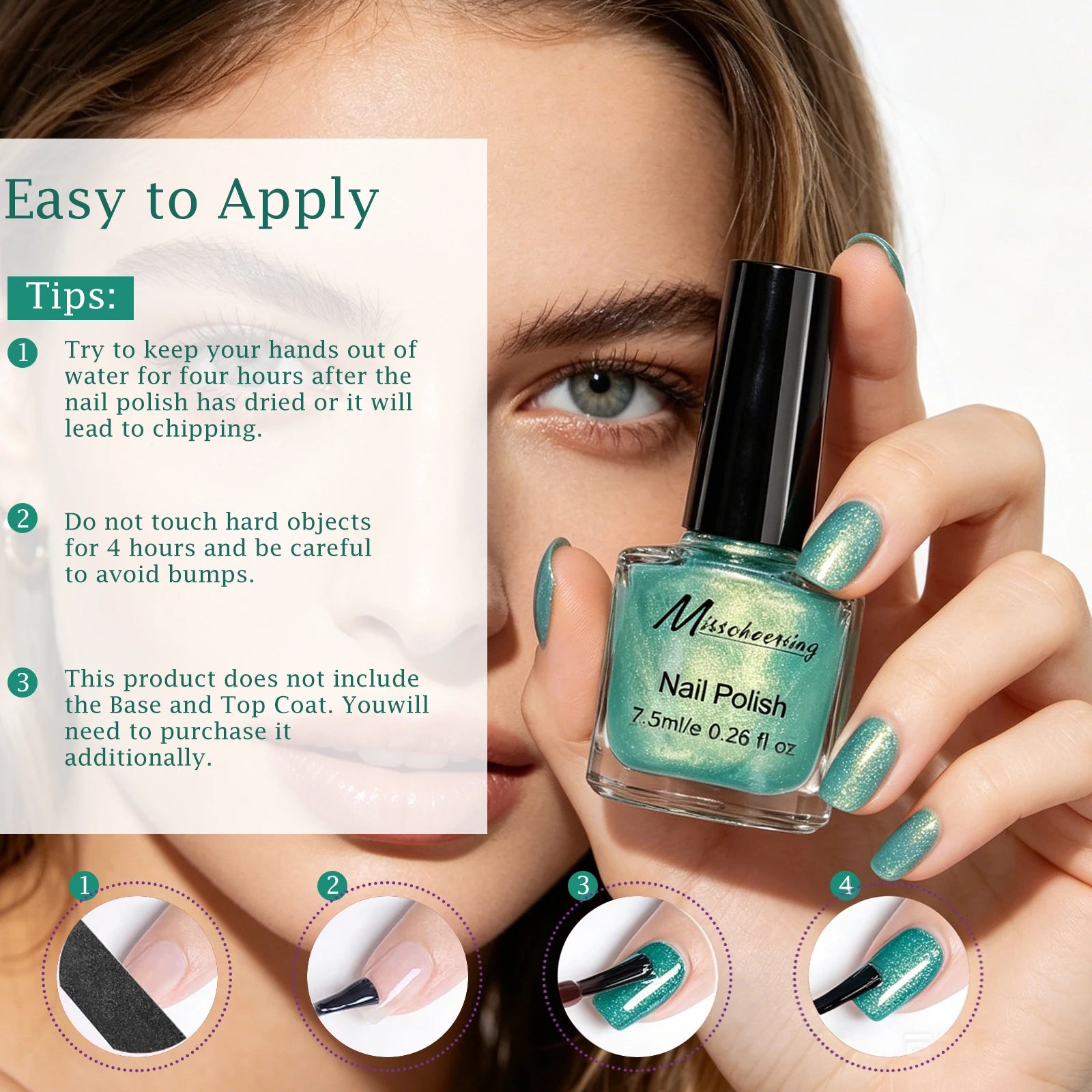 7.5ml Water-Based Nail Polish Pearlescent Non-peelable Long Lasting Quick Drying No Need of Lamp to Cure DIY Nail Polish