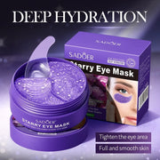 60 Pieces/Box Grape Seed Collagen Starry Sky Eye Mask, Contains Grape Seed and Collagen Gel Eye Mask, Suitable for All Light Beige Skin Types, Hypoallergenic, Alcohol-Free, Non-Irritating, Improves Dry Skin Around the Eyes, P