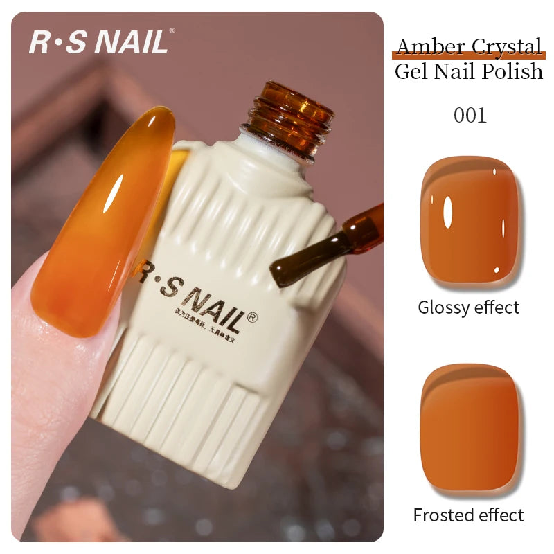 RSNAIL 10g Jelly Amber Gel Nail Polish Crystal Brown Nail Gel DIY Translucent Color Nail Art Gel Permanent UV Gel Polish Varnish