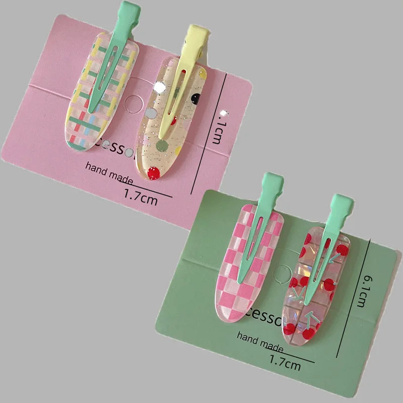 2/4pcs Candy Color Fruit Hair Bang Clip Summer Hairpin No Crease Acrylic Barrette Hair Side Clamp For Girl Hair Accessories
