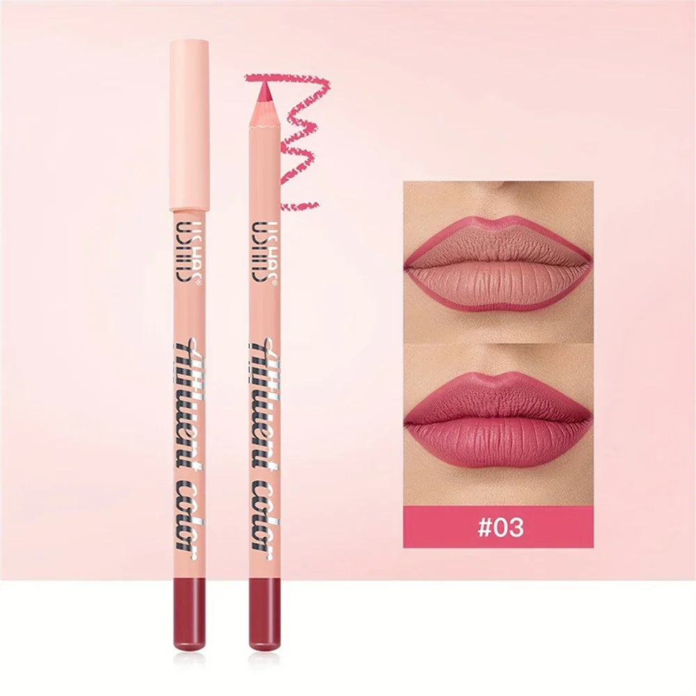 Fine Slim Lip Pencil Waterproof Easy To Color Matte Pink Purple Long-lasting Waterproof Non Stick Cup Pigment Sexy Lip Cosmetics