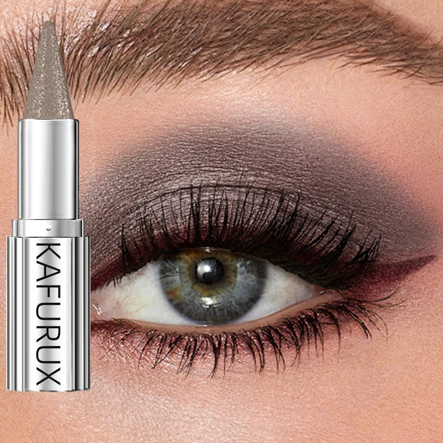 12 Colors 1PC Waterproof Eyeshadow Sticks Long Lasting High Pigmented Shimmer Metallic Glitter Eye Shadow Makeup Brown Cosmetic