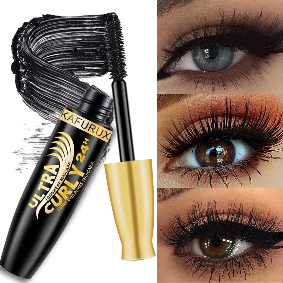 5D Black Waterproof Mascara Lengthens Eyelashes Extension Silk Fiber Mascara Korean Makeup Cosmetic for Women Gifts Thicken