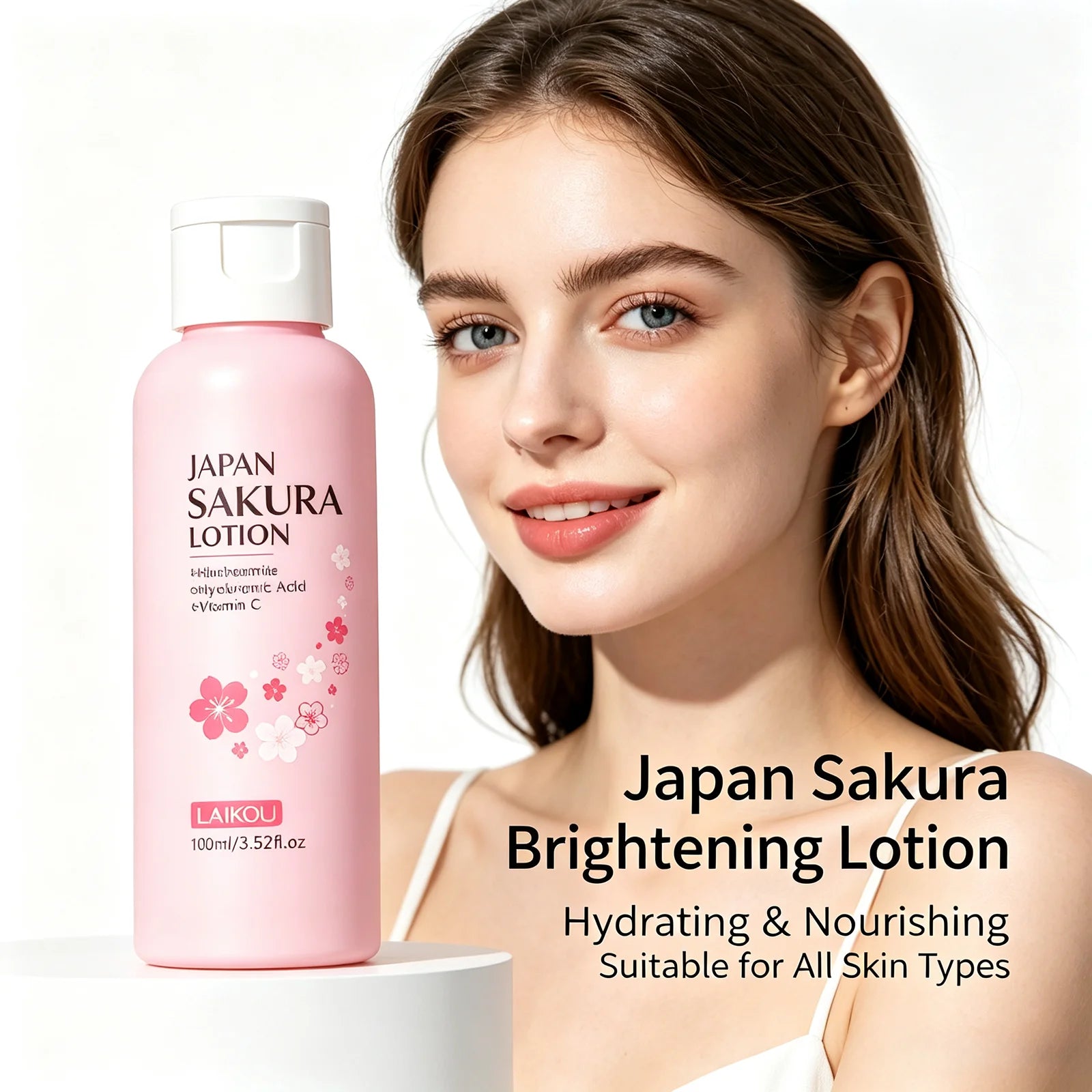LAIKOU Japan Sakura Lotion 100ml Niacinamide Hyaluronic Acid Vitamin C Hydrating Brightening Moisturizing Face Skin Care
