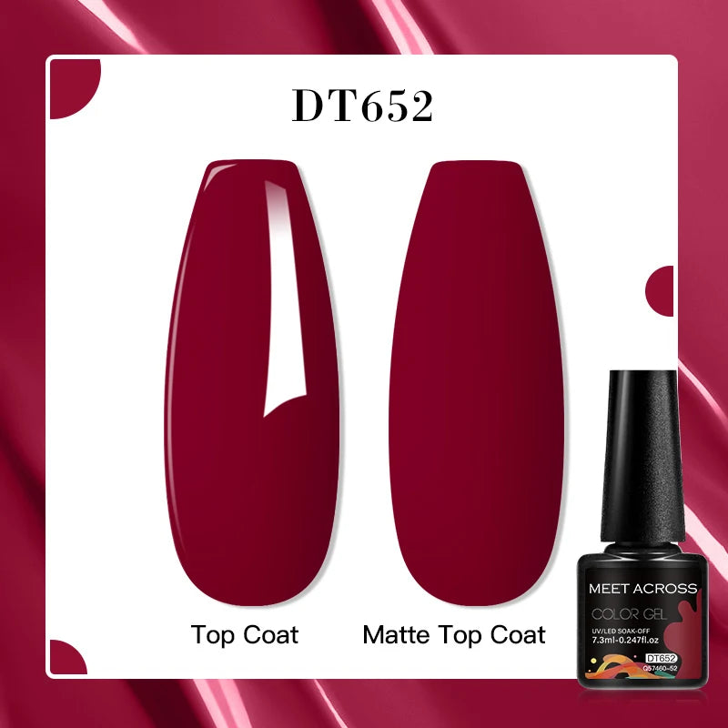 MEET ACROSS 7ml Red Blue Green Metallic Gel Nail Polish Super Bright Mirror Effect Semi Permanent LED UV Gel Nail Art Varnish