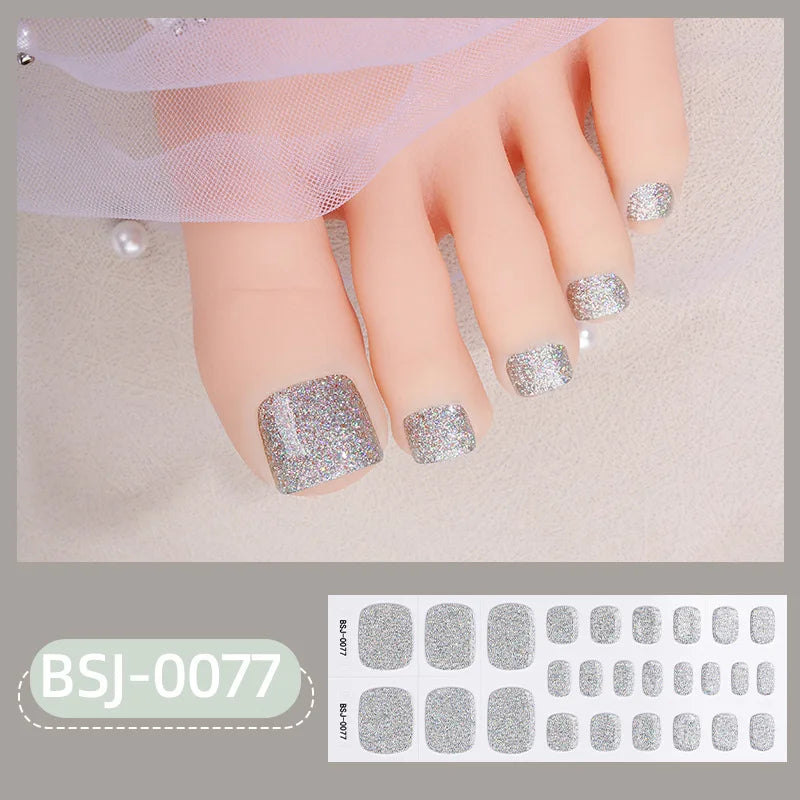 26Tips Pure Toe Gel Nail Sticker Hardens with UV Lamp Curing Waterproof Phototherapy Oil Gel Foil Nail Art Decorations