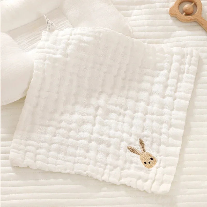 2/3/5pcs Baby Towels Toddler Soft Washcloth Burp Cloth 6 Layer Cotton Embroidery Hand Face Wipes Newborn Bib Kids Handkerchief