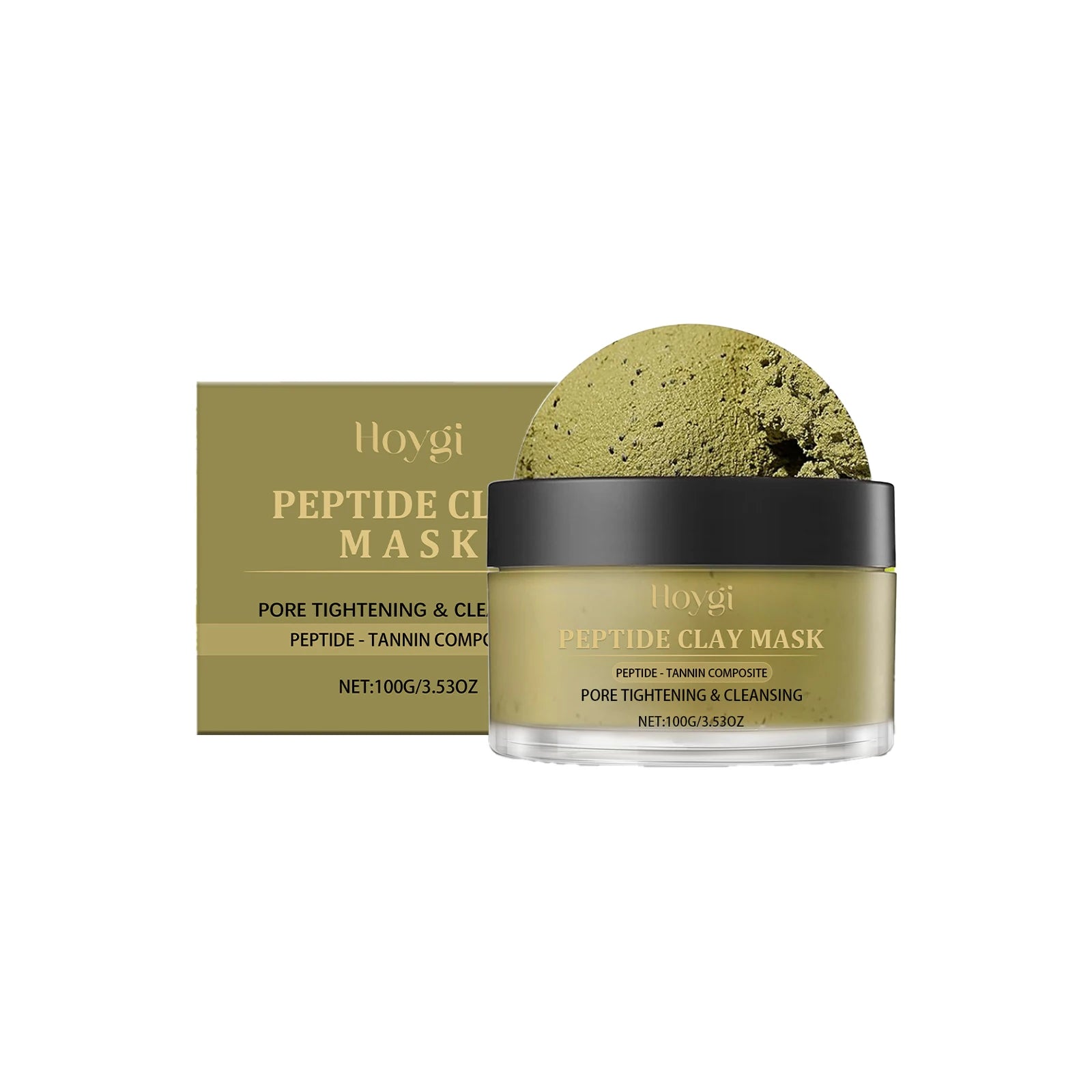 HOYGI 100g Pore Refining Clay Mask Kaolin Tea Extract Deep Cleansing Control Facial Treatment for Oily Skin Non Drying Formula