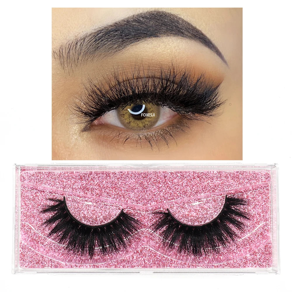 FOXESJI Makeup Eyelashes 3D Mink Lashes Natural Long Lasting Wispy Soft Eyelash Extension Fluffy Eye Lashes Mink False Eyelashes