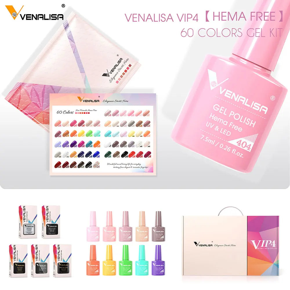 VENALISA VIP4 Kit Nail Gel Polish TPO FREE Full Coverage 36/60 Color Gel Pigment Professional Nail Art Long-lasting Gel Varnish