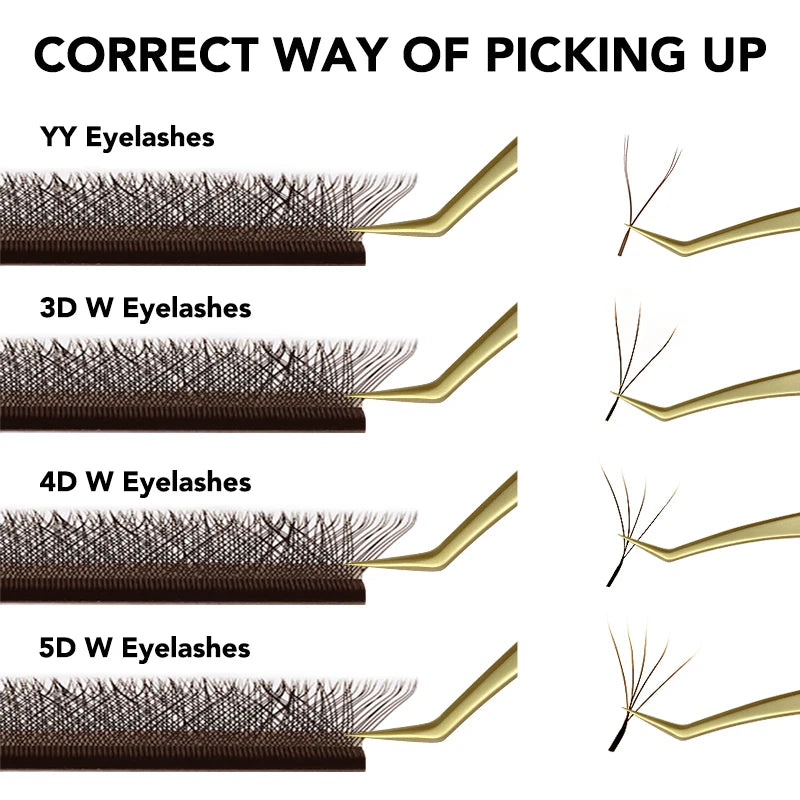 NATUHANA Brown W Lashes  Shaped Bloom 2D 3D 4D 5D Automatic Flowering Premade Fans Eyelashes Extensions