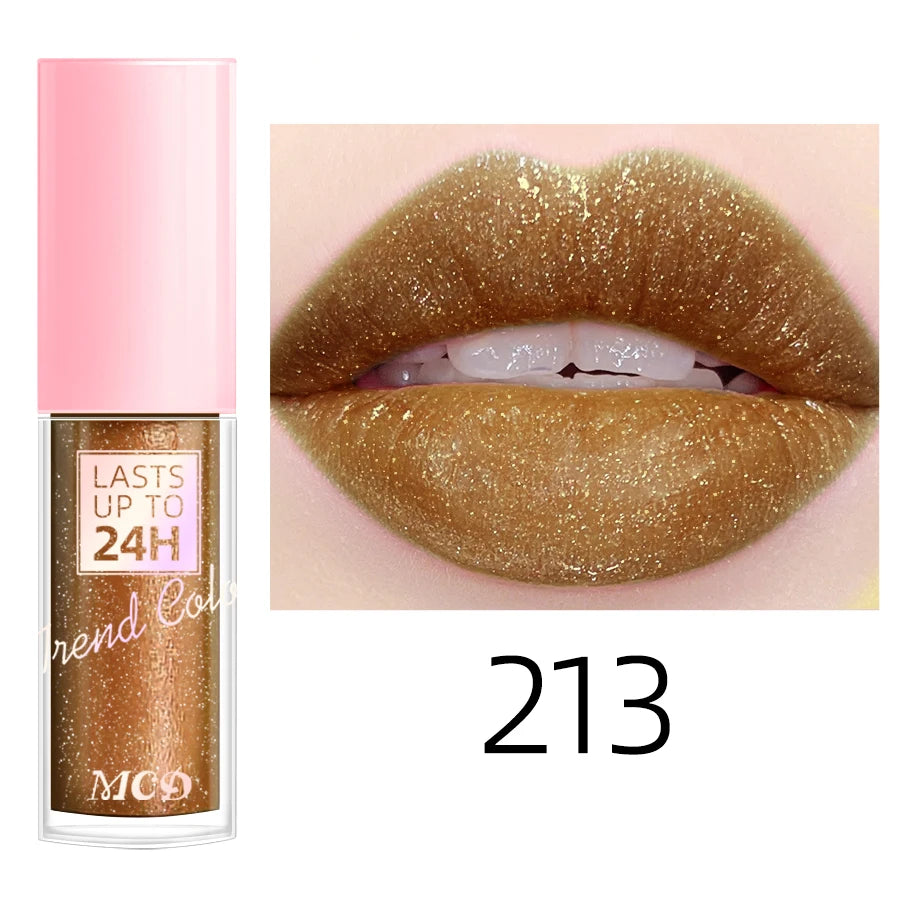 18 Colors Glitter 1pcs Lip Glaze Long Lasting Lip Gloss Waterproof Liquid Lipstick Makeup Lip Oil Lip Tint Moisturizing Lip Balm
