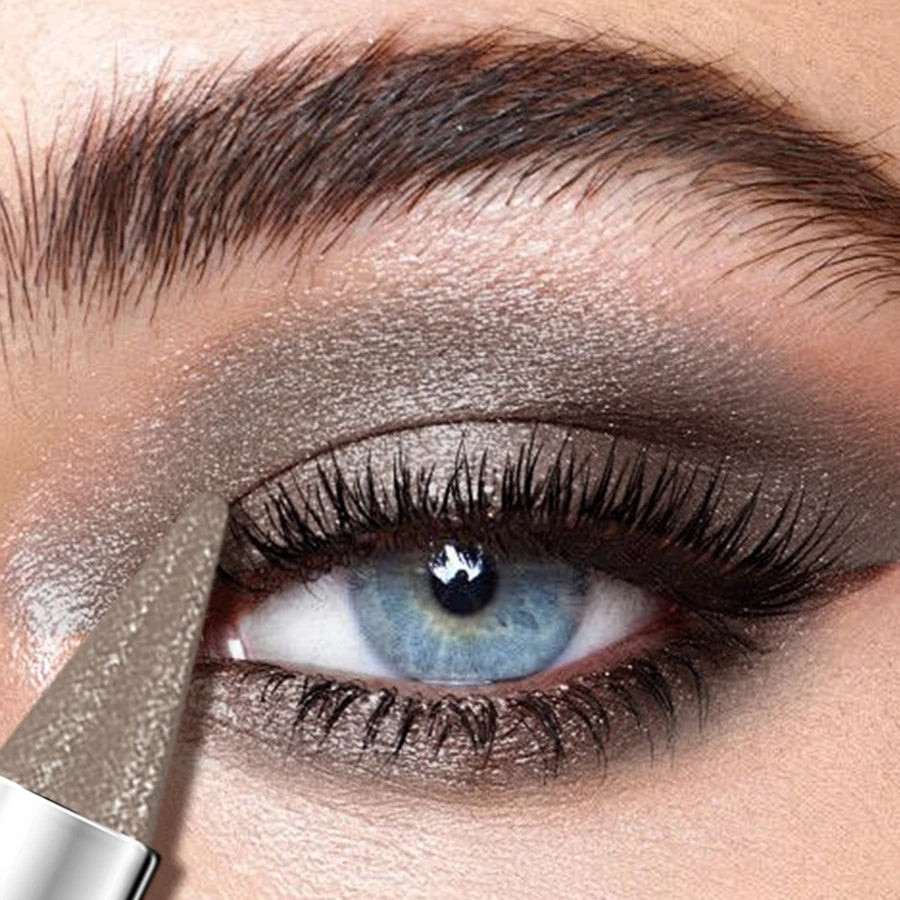 12 Colors 1PC Waterproof Eyeshadow Sticks Long Lasting High Pigmented Shimmer Metallic Glitter Eye Shadow Makeup Brown Cosmetic