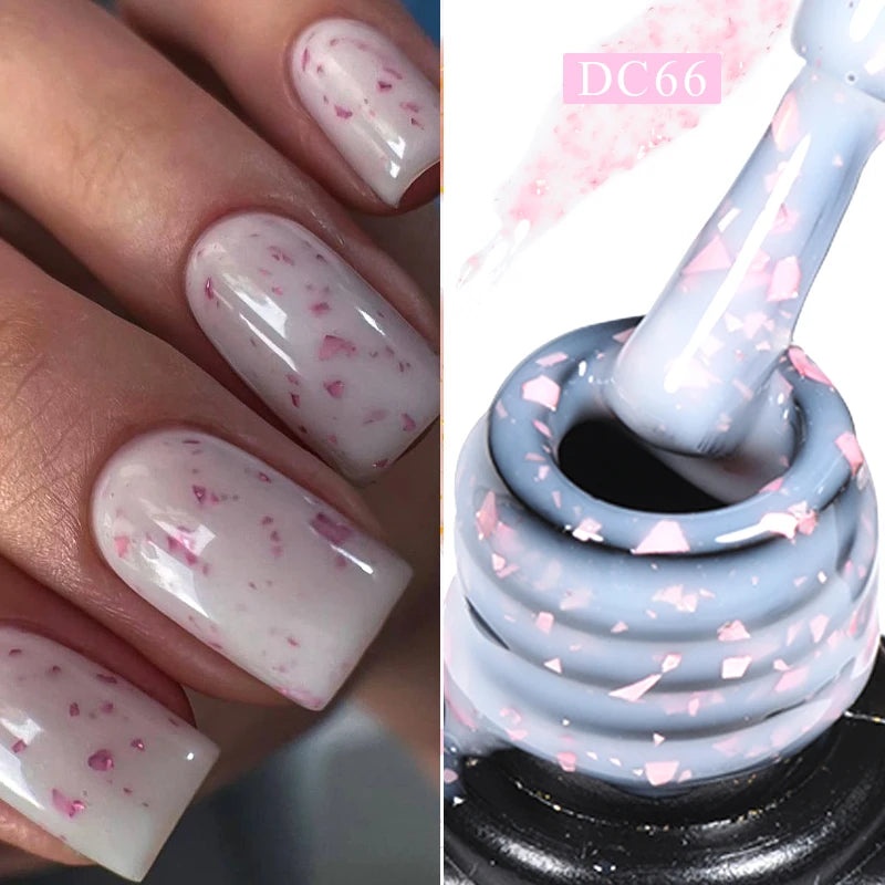 MTSSII 7ml Gold Foil Glitter Rubber Base Gel Self-leveling Semi Permanent Soak Off UV LED Gel Varnish For Nails Manicure