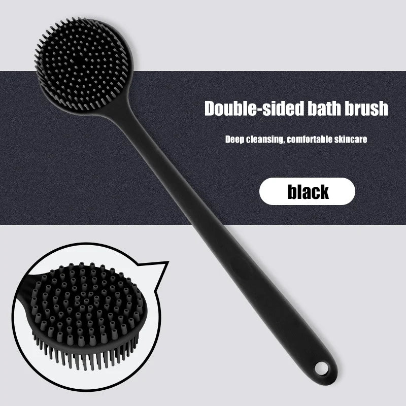 Long Handle Soft Silicone Back Scrubber & Massager Gentle Exfoliating Brush for Deep Cleansing Bath Massage Back Scrubber