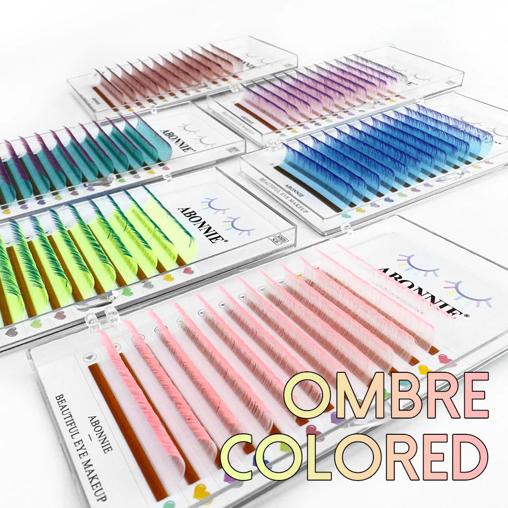 ABONNIE Ombre Colored Classic Volume Eyelash Extensions Handmade Fluffy Colored Lashes Volume Supplies