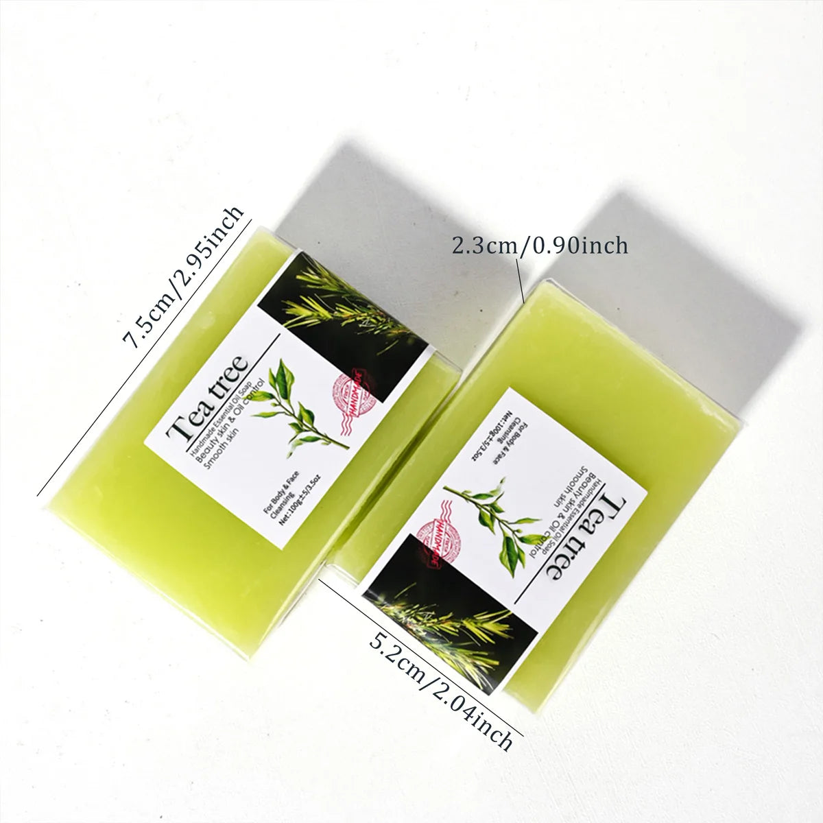 2Pcs 100g Tea Tree Oil Soap Bar Deep Cleansing Facial Bath Bar Acne Pimple Control New Formula