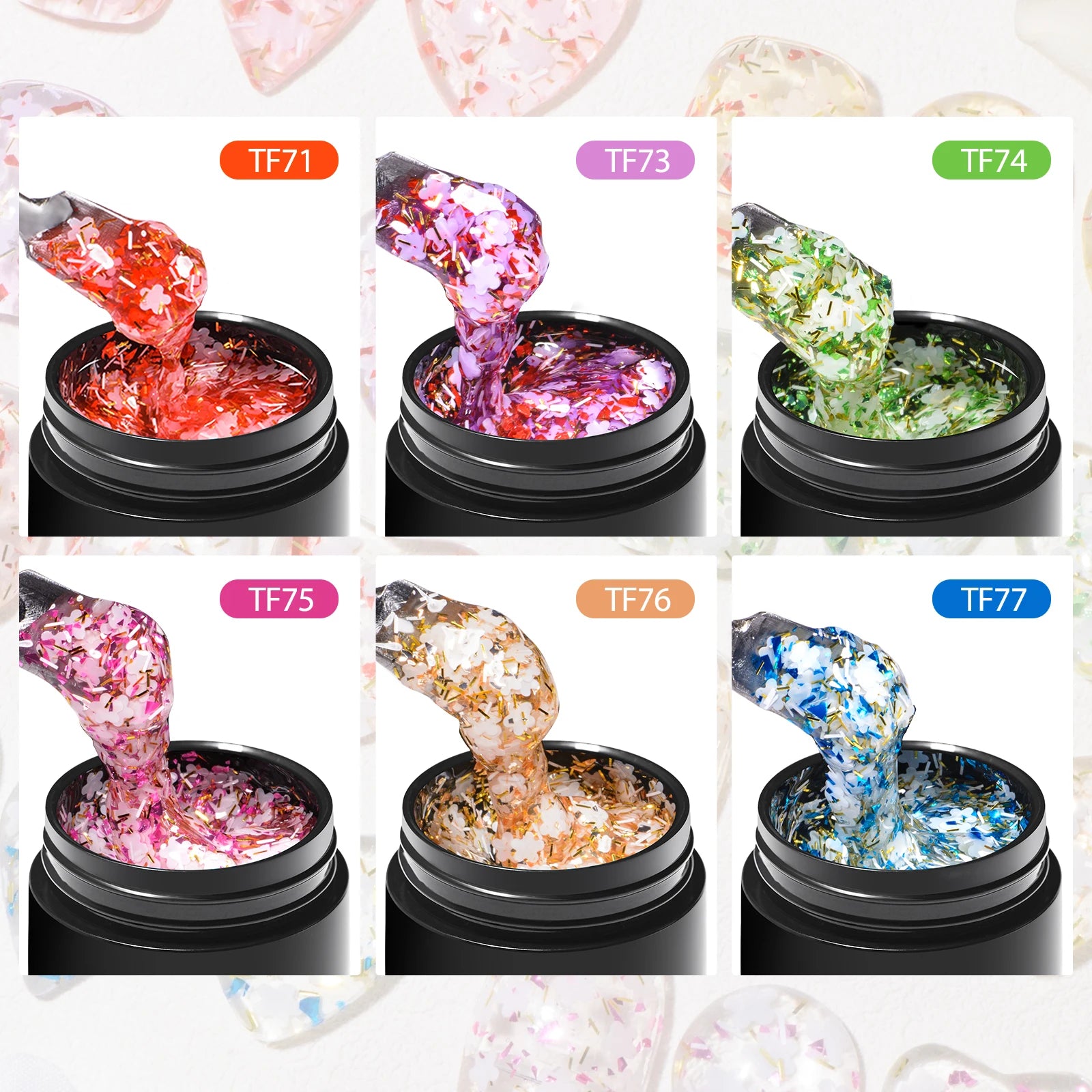 6PCS/SET Dried Flower Gel Nail Polish Set Natural Flower Fairy Nail Art Gel Soak Off UV LED Painting Varnish For Nails DIY Kit