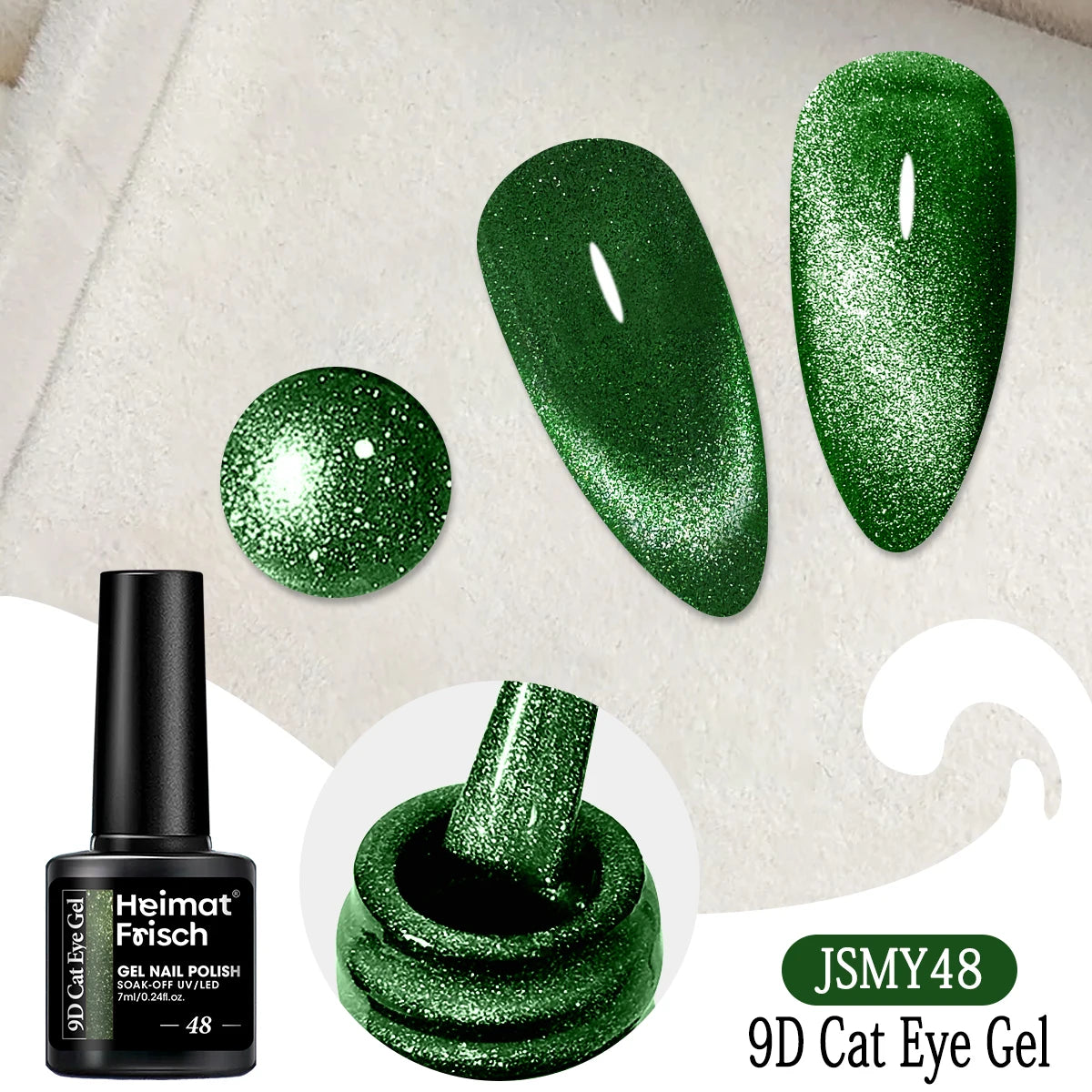 Heimat Frisch Single 0.24oz Crystal Cat Eye Gel Nail Polish - Holographic Glitter, Translucent and Magnetic Effect, Long-Lasting