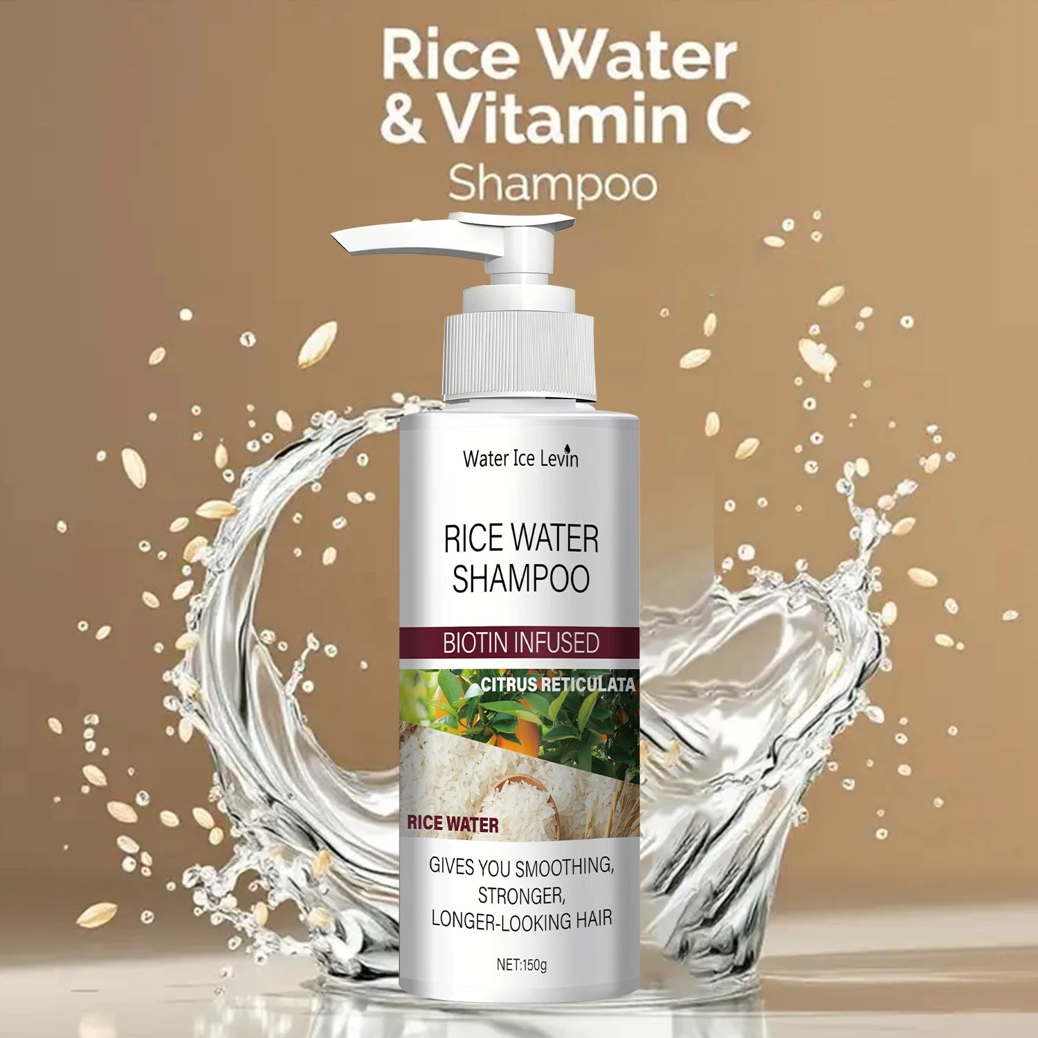 Rice Water Shampoo with Biotin & Keratin - Smoothing & Strengthening, Citrus Freshness, Winter Hair Therapy, Long-Looking Hair