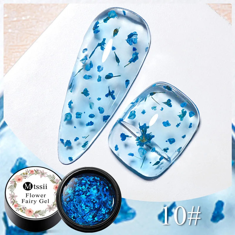 5ml Mtssii Dried Flower Gel Nail Polish Natural Flower Fairy Series Semi Permanent Soak Off UV Nail Art Varnish Manicure Design
