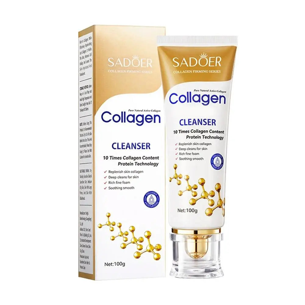Collagen Cleansing Foam, Gentle Foaming Facial Cleanser With Collagen Face Wash For Deep Cleansing & Hydration Skincare 100g