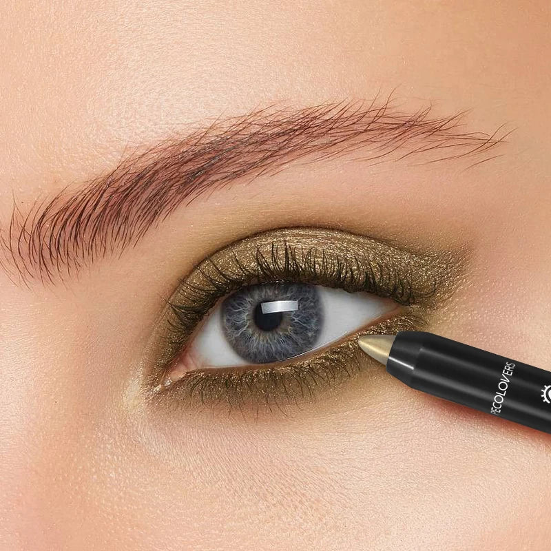 Dual-ended Design Shimmer Eyeshadow Stick, Multiple Used Colors, Eyeshadow&lying Silk&face Highlight Pen with Cotton Brush
