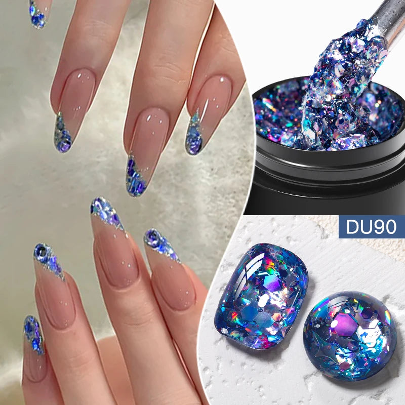 8ML Glitter Gel Nail Polish Shining Mineral Sequins Soak Off UV LED Nail Gel Semi Permanent Nail Art Supplies for Manicure