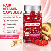 Amococo 6/8pcs Hair Vitamin Serum 40 Capsules Each Moroccan Oil Hair Oil Capsules Leave In Treatment with Macadamia Avocado Oil for Dry Frizzy Hair Smooth Shiny Hair Care