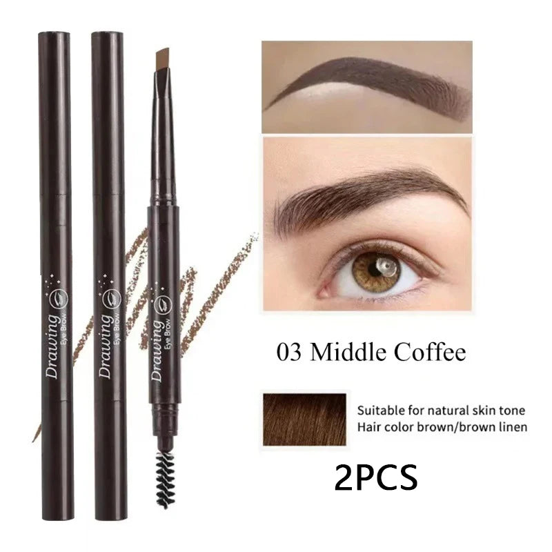Double-headed Eyebrow Pencil Extremely Fine Waterproof Eyebrow Enhancers Long Lasting Brow Cosmetics Professional Brow Makeup