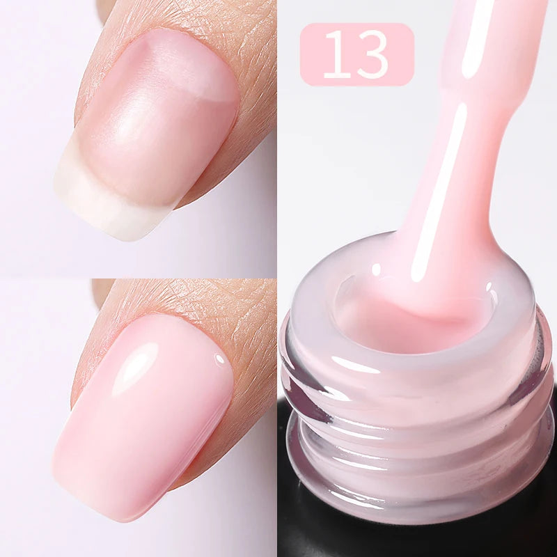 BORN PRETTY 15ml Jelly Nude Rubber Base Gel Natural Milky White Clear Semi Permanent Self-Leveling Soak Off UV LED Gel Varnish