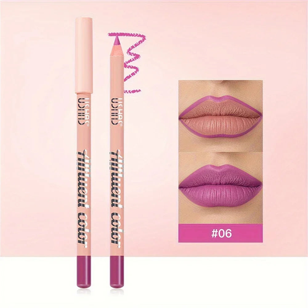 Fine Slim Lip Pencil Waterproof Easy To Color Matte Pink Purple Long-lasting Waterproof Non Stick Cup Pigment Sexy Lip Cosmetics
