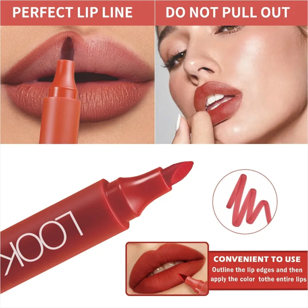 Matte Liquid Lip Liner Marker Pen Dyeing Lip Gloss Waterproof Long Lasting Lipstick Pencil Sexy Lips Contour Makeup Cosmetics