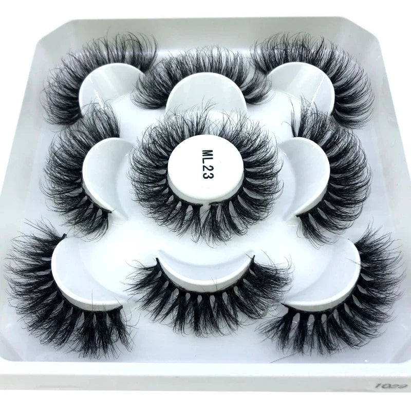 New 5 pairs of handmade mink eyelashes fake eyelashes natural nude makeup simulated cross messy eyes 3D curly eyelashes