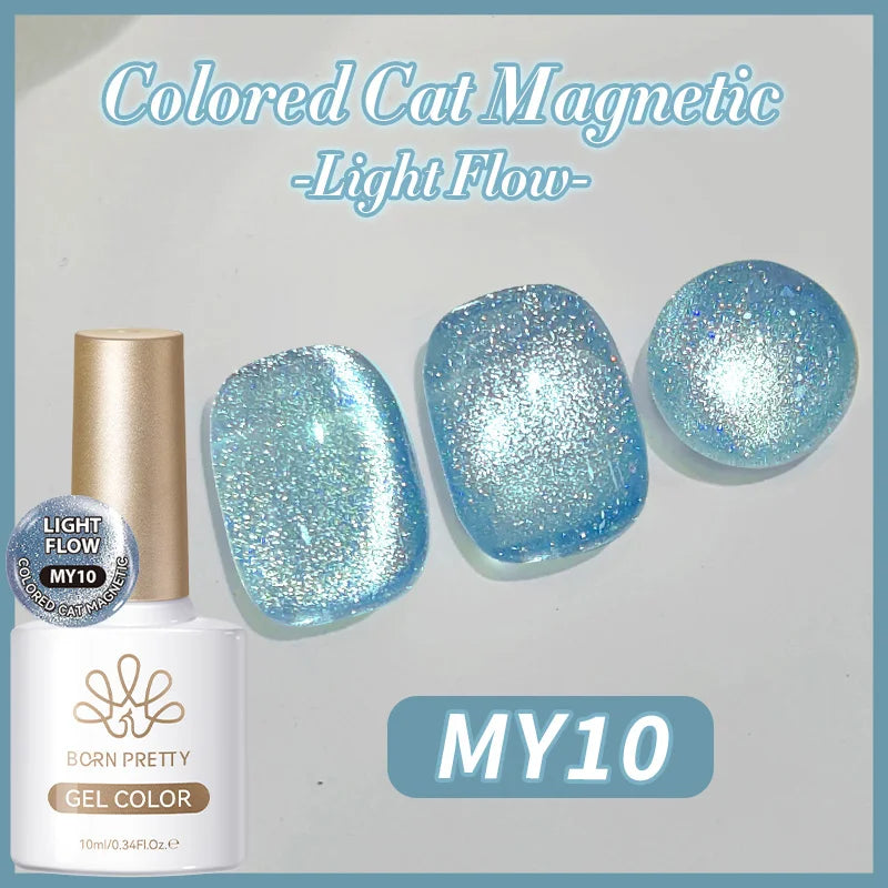 BORN PRETTY 10ml Rhine Lake Blue Cat Magnetic Gel Dark Blue Glitter Soak Off UV Gel Nail Art Varnish Manicure Nail Art Salon