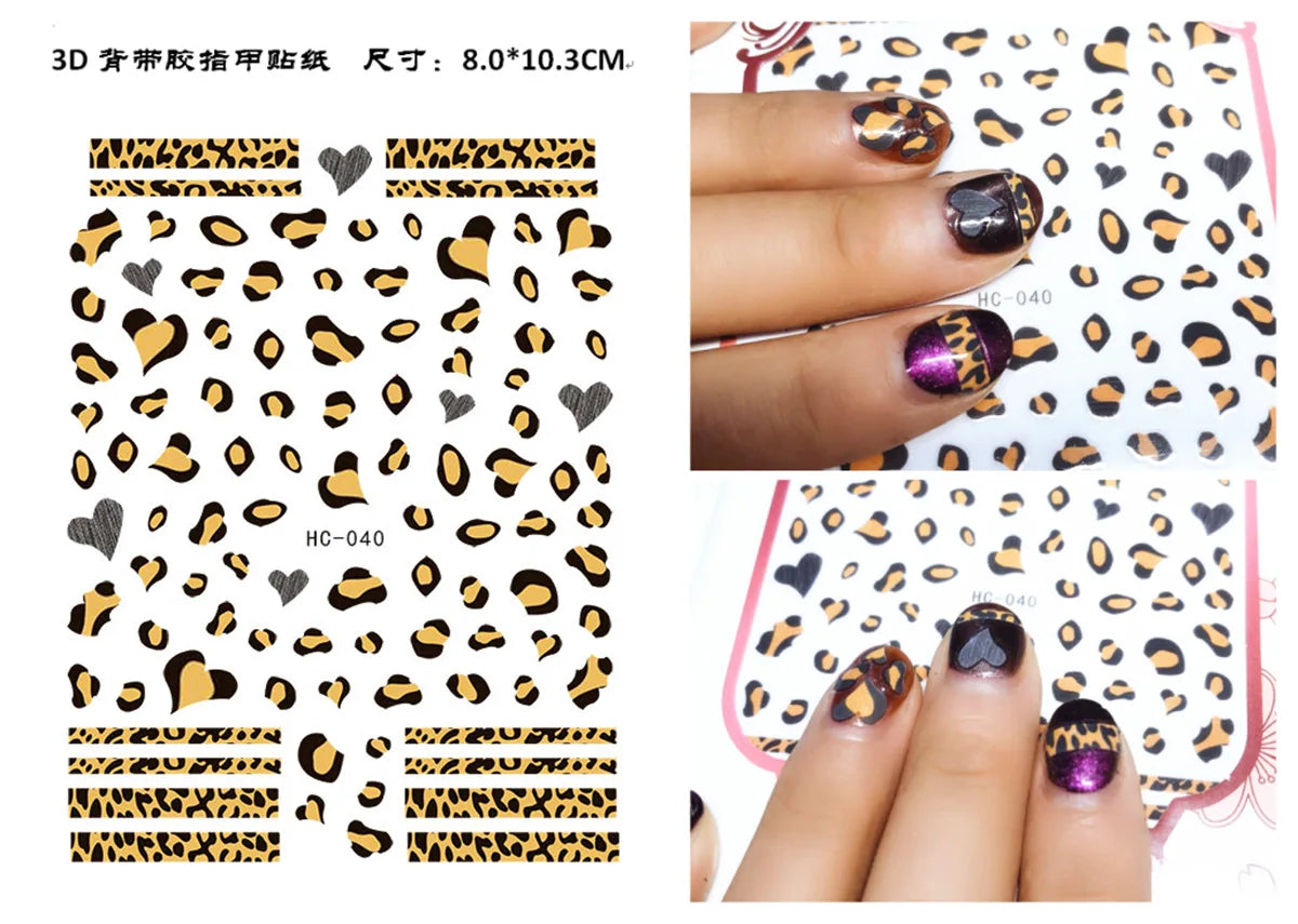 Press on Nails Tiger Symbol Nails Decals Design Fierce Wild Animal Leopard Decoration Manicure Stickers Nails Accessories Tools
